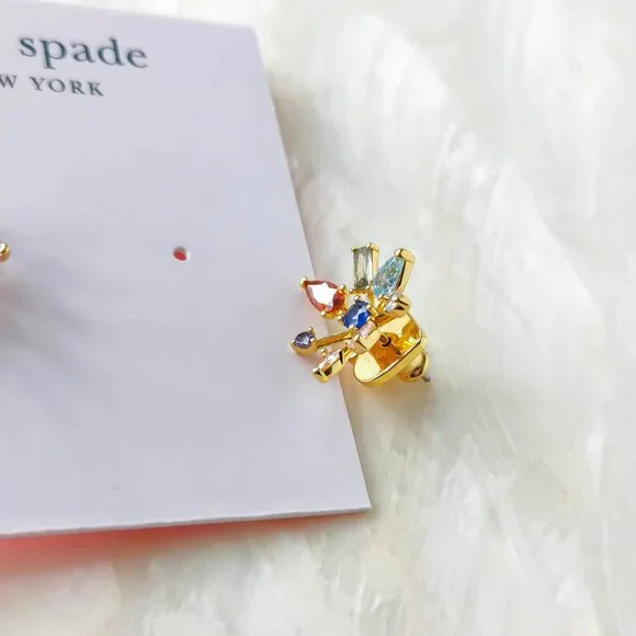 Kate Spade • Firework Floral Gold Multi color Studs Earrings - Picture 3 of 3